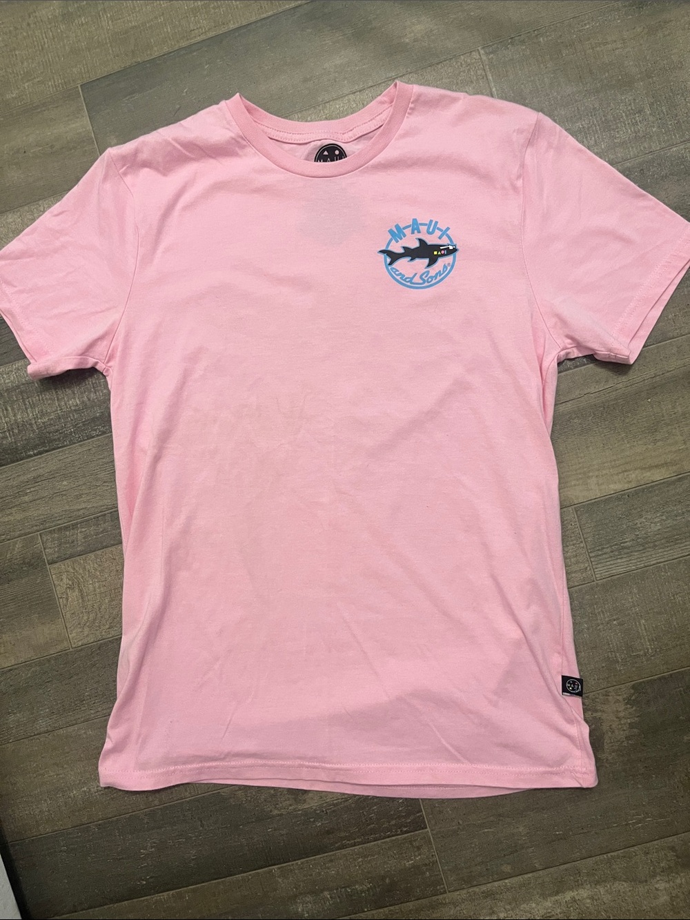 Maui and Sons Pink Crewneck Tee with Black Neck Logo